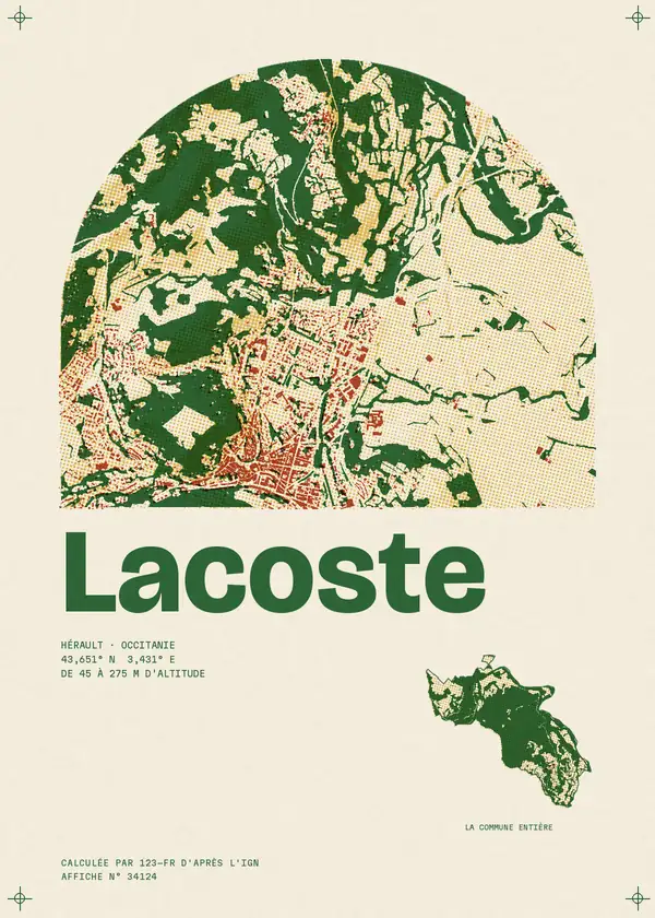 Affiche de Lacoste, calculée par 123-fr d'après l'IGN
