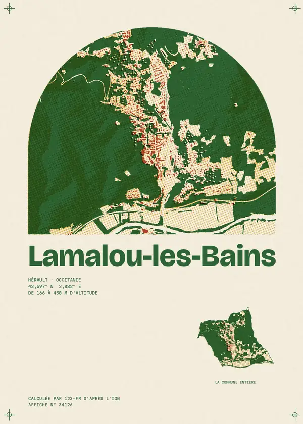 Affiche de Lamalou-les-Bains, calculée par 123-fr d'après l'IGN