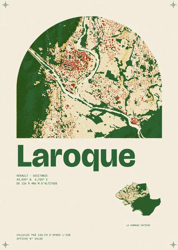 Affiche de Laroque, calculée par 123-fr d'après l'IGN