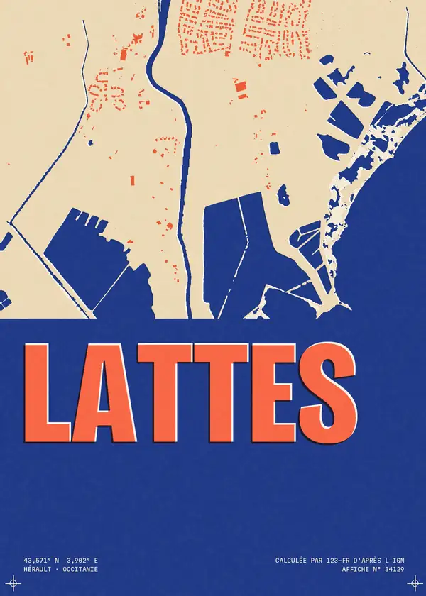 Affiche de Lattes, calculée par 123-fr d'après l'IGN