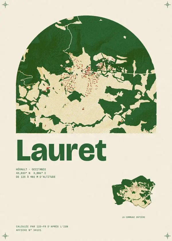 Affiche de Lauret, calculée par 123-fr d'après l'IGN