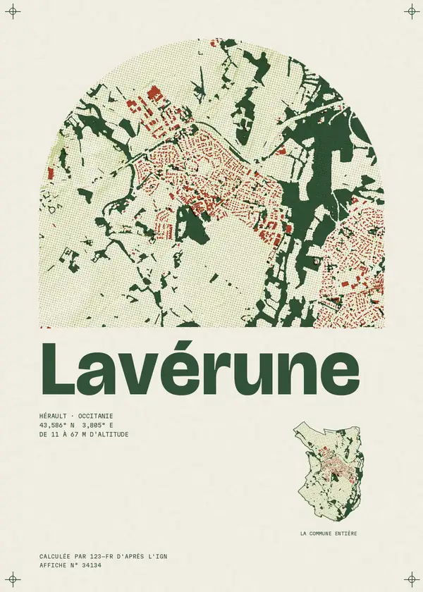 Affiche de Lavérune, calculée par 123-fr d'après l'IGN