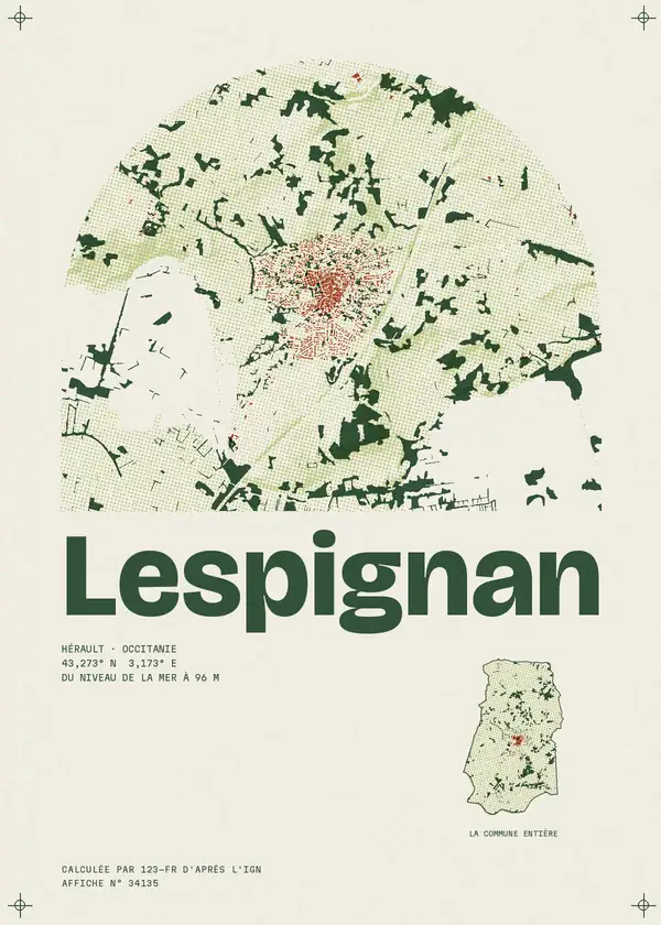 Affiche de Lespignan, calculée par 123-fr d'après l'IGN