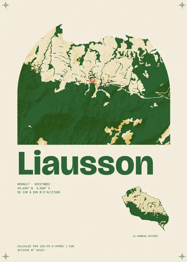 Affiche de Liausson, calculée par 123-fr d'après l'IGN