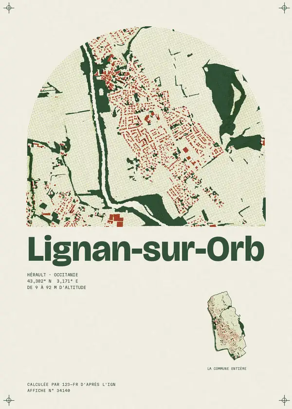 Affiche de Lignan-sur-Orb, calculée par 123-fr d'après l'IGN