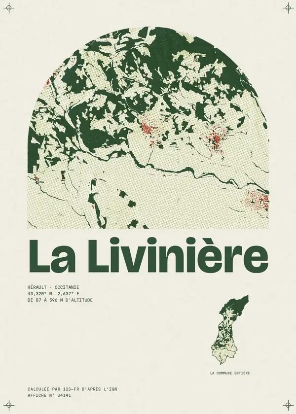 Affiche de La Livinière, calculée par 123-fr d'après l'IGN