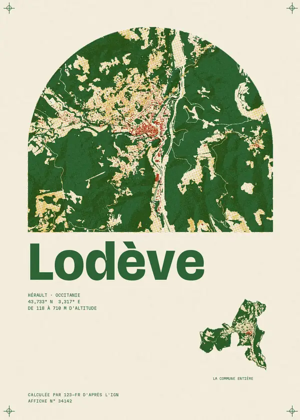 Affiche de Lodève, calculée par 123-fr d'après l'IGN