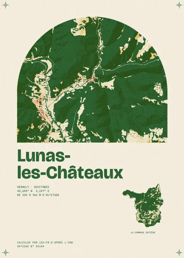 Affiche de Lunas-les-Châteaux, calculée par 123-fr d'après l'IGN