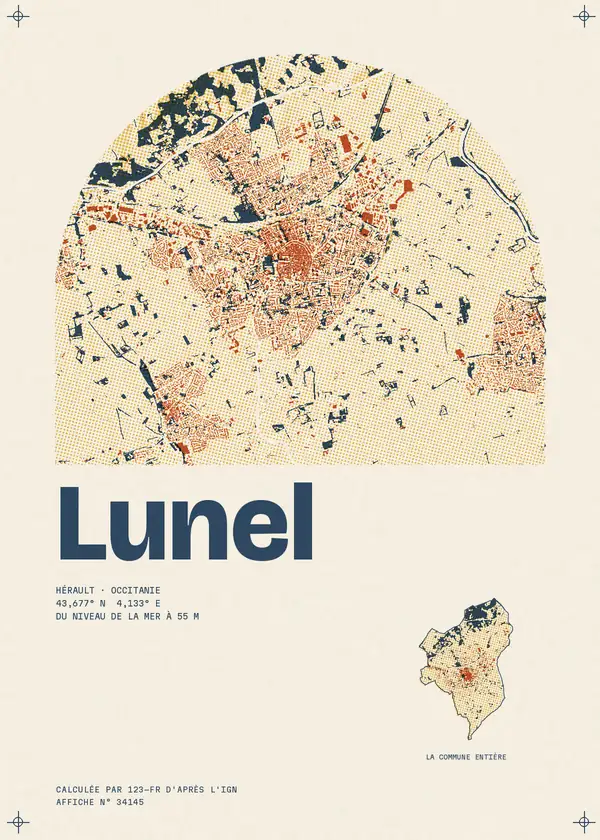 Affiche de Lunel, calculée par 123-fr d'après l'IGN