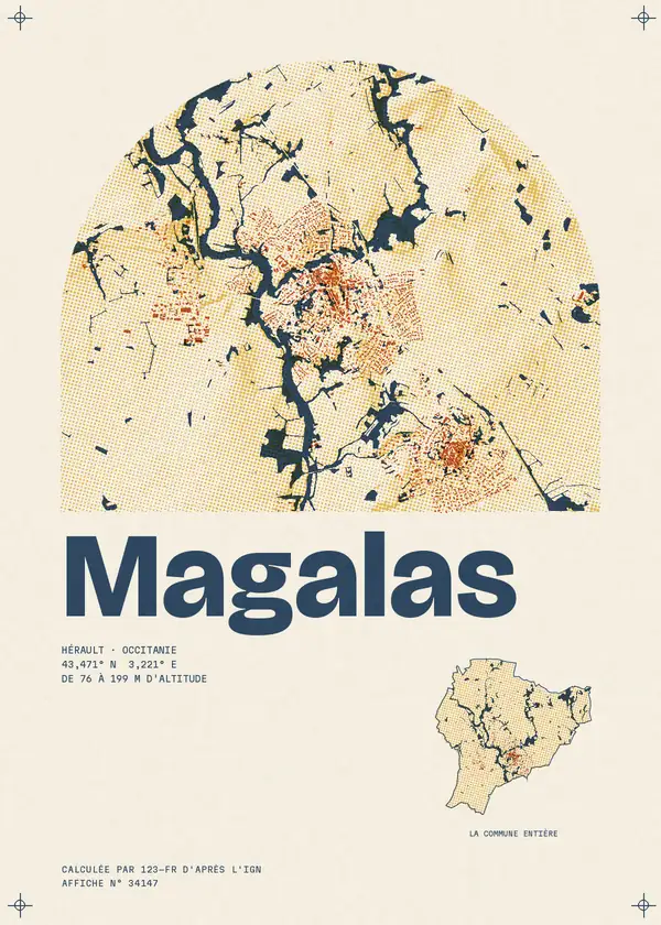 Affiche de Magalas, calculée par 123-fr d'après l'IGN