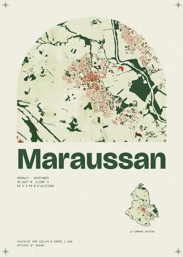 Affiche de Maraussan, calculée par 123-fr d'après l'IGN