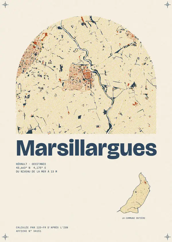 Affiche de Marsillargues, calculée par 123-fr d'après l'IGN