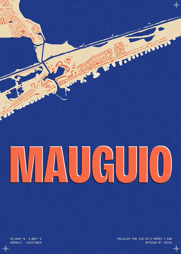Affiche de Mauguio, calculée par 123-fr d'après l'IGN