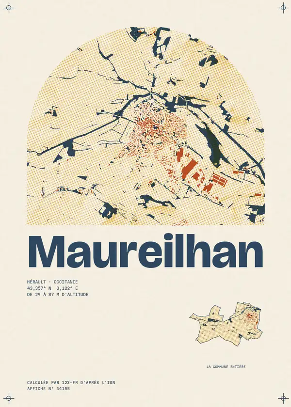 Affiche de Maureilhan, calculée par 123-fr d'après l'IGN