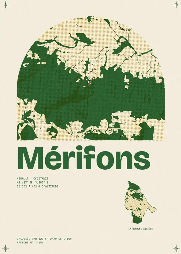 Affiche de Mérifons, calculée par 123-fr d'après l'IGN