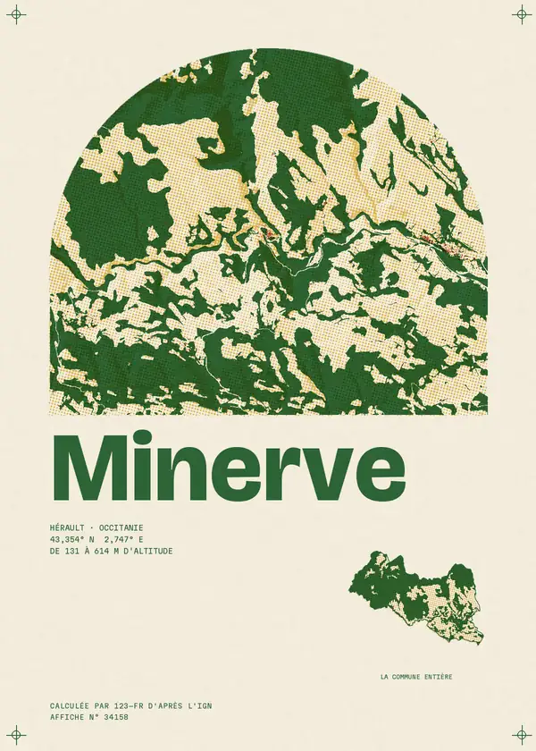 Affiche de Minerve, calculée par 123-fr d'après l'IGN