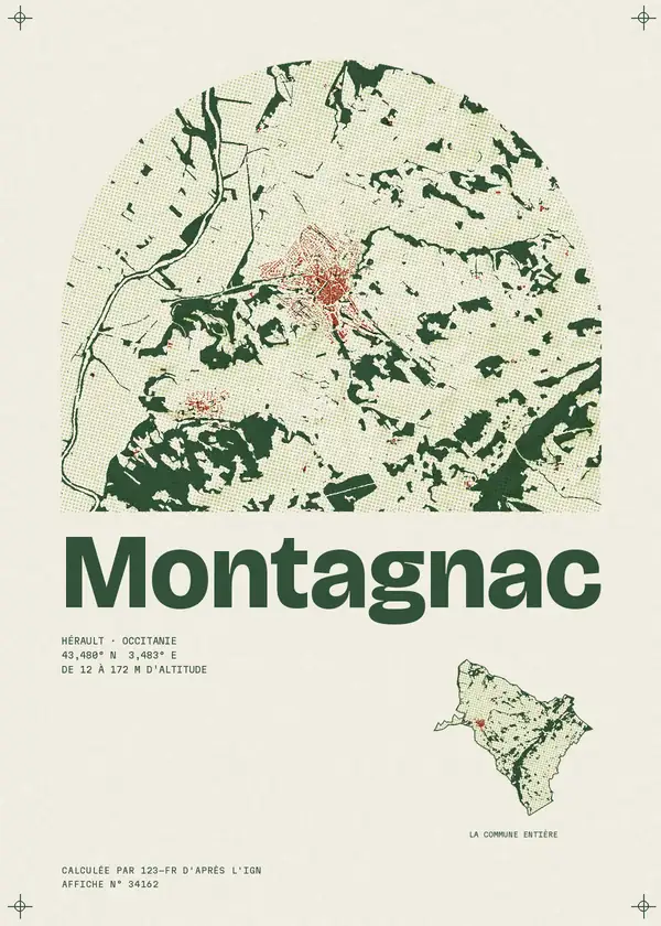 Affiche de Montagnac, calculée par 123-fr d'après l'IGN