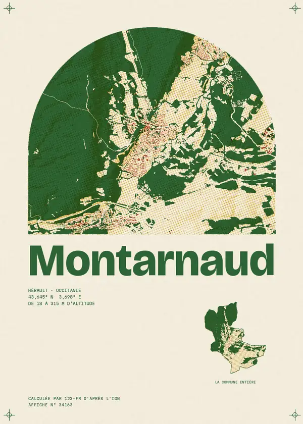 Affiche de Montarnaud, calculée par 123-fr d'après l'IGN