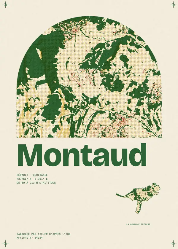Affiche de Montaud, calculée par 123-fr d'après l'IGN