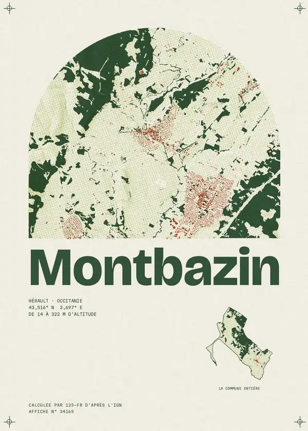 Affiche de Montbazin, calculée par 123-fr d'après l'IGN