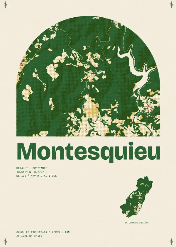 Affiche de Montesquieu, calculée par 123-fr d'après l'IGN