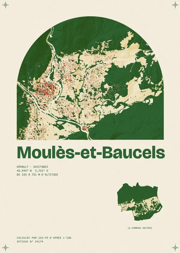 Affiche de Moulès-et-Baucels, calculée par 123-fr d'après l'IGN