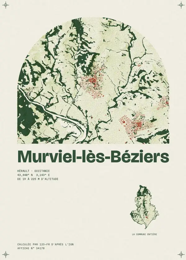 Affiche de Murviel-lès-Béziers, calculée par 123-fr d'après l'IGN