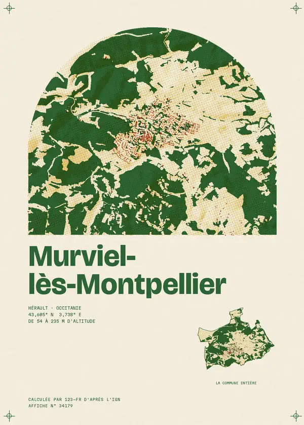 Affiche de Murviel-lès-Montpellier, calculée par 123-fr d'après l'IGN