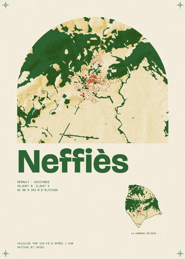 Affiche de Neffiès, calculée par 123-fr d'après l'IGN