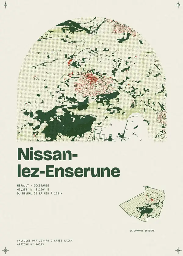 Affiche de Nissan-lez-Enserune, calculée par 123-fr d'après l'IGN
