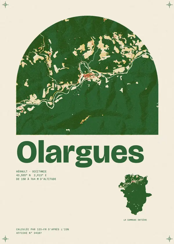 Affiche de Olargues, calculée par 123-fr d'après l'IGN