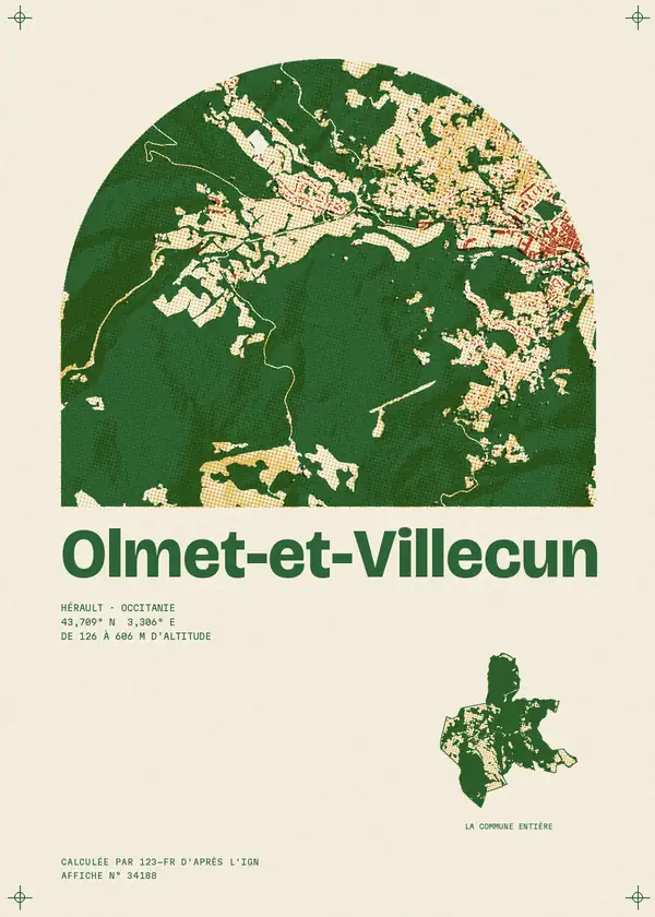 Affiche de Olmet-et-Villecun, calculée par 123-fr d'après l'IGN