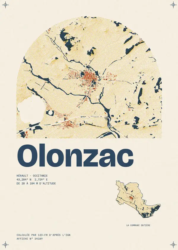 Affiche de Olonzac, calculée par 123-fr d'après l'IGN