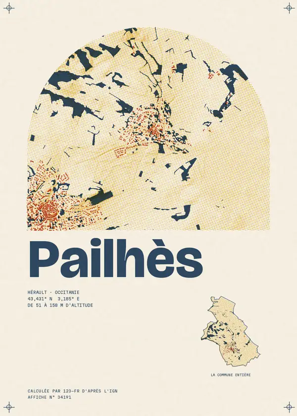 Affiche de Pailhès, calculée par 123-fr d'après l'IGN
