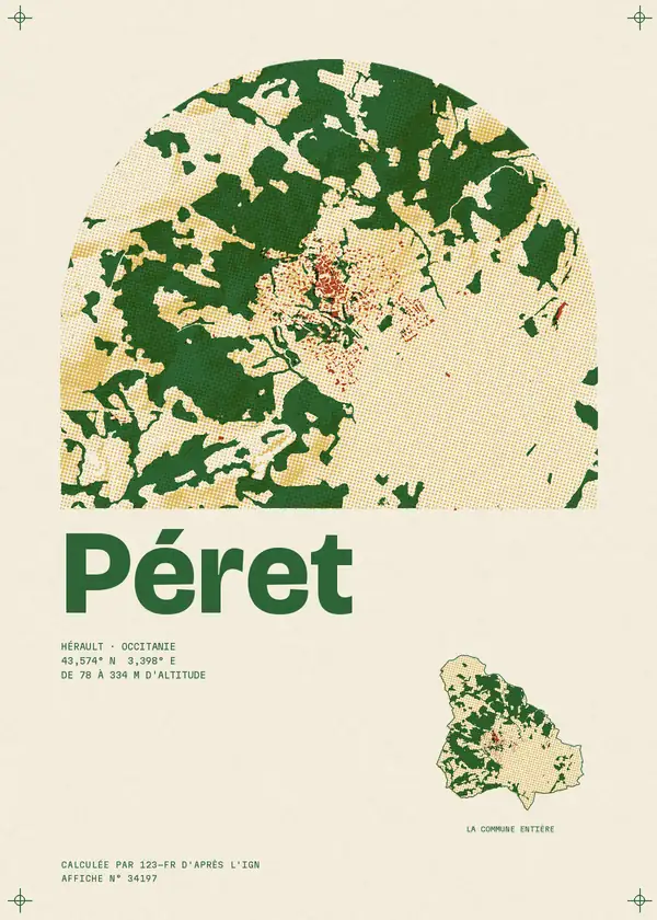 Affiche de Péret, calculée par 123-fr d'après l'IGN