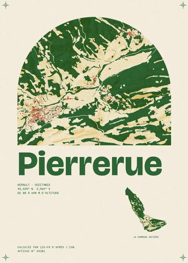 Affiche de Pierrerue, calculée par 123-fr d'après l'IGN