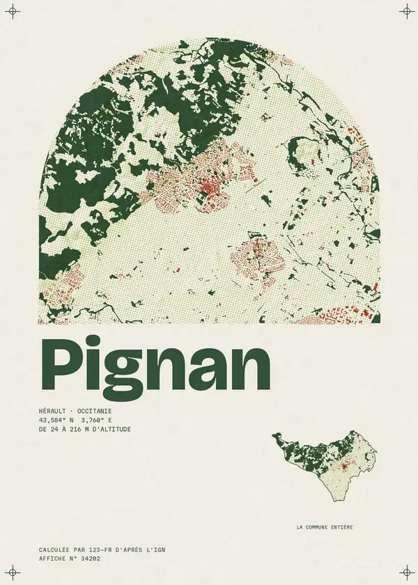 Affiche de Pignan, calculée par 123-fr d'après l'IGN