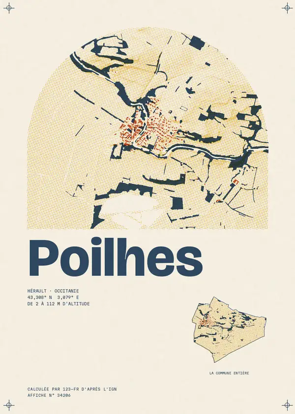 Affiche de Poilhes, calculée par 123-fr d'après l'IGN