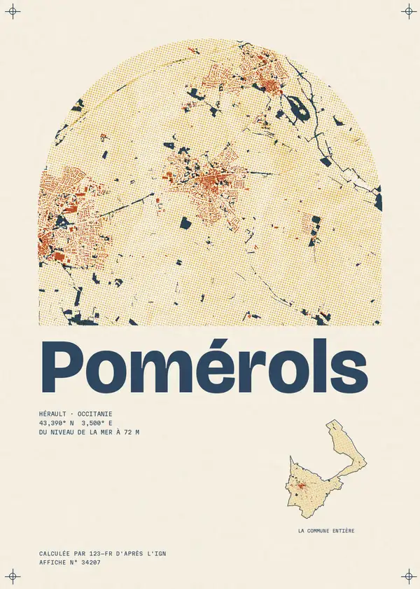 Affiche de Pomérols, calculée par 123-fr d'après l'IGN