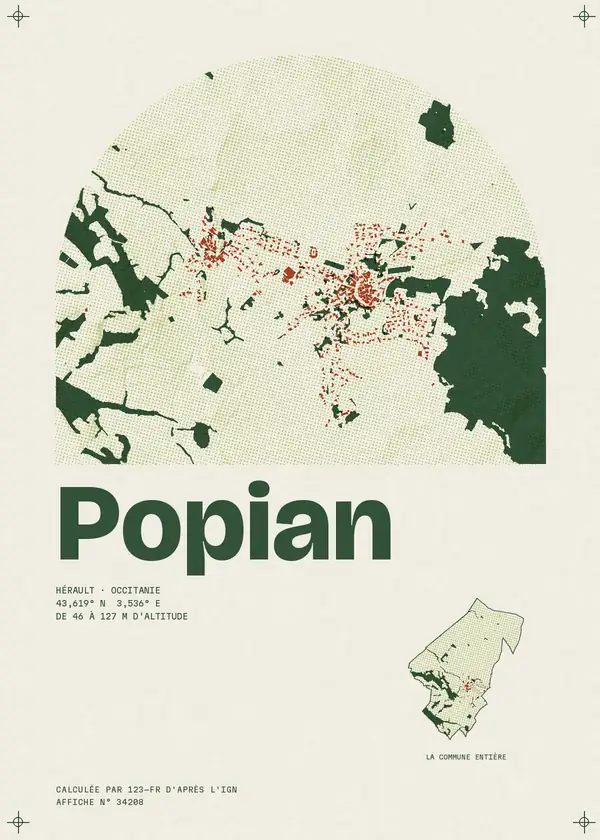 Affiche de Popian, calculée par 123-fr d'après l'IGN