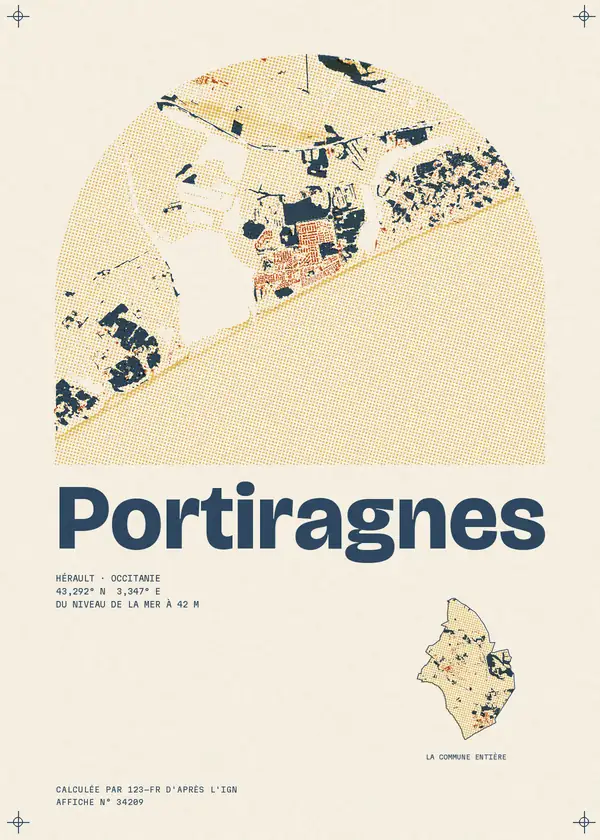 Affiche de Portiragnes, calculée par 123-fr d'après l'IGN