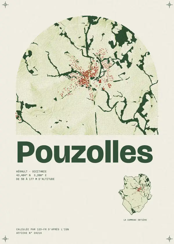 Affiche de Pouzolles, calculée par 123-fr d'après l'IGN