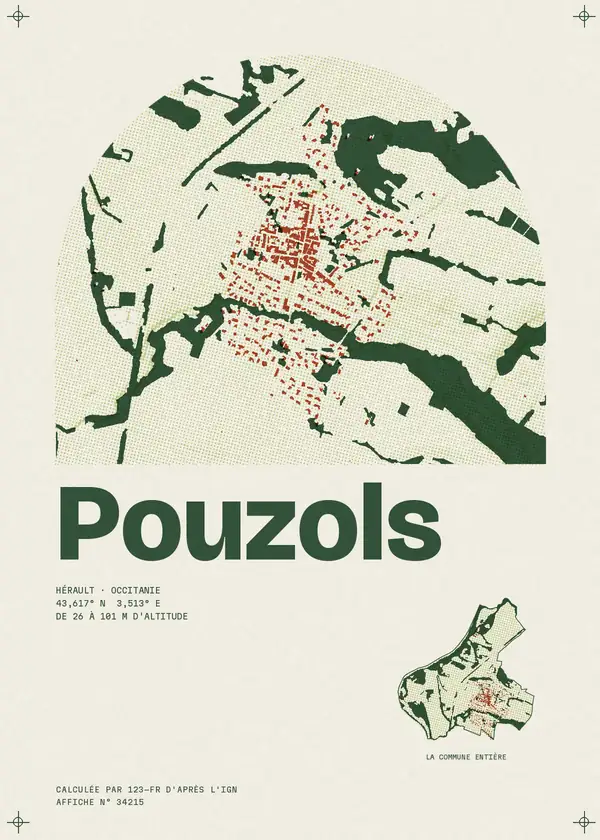 Affiche de Pouzols, calculée par 123-fr d'après l'IGN