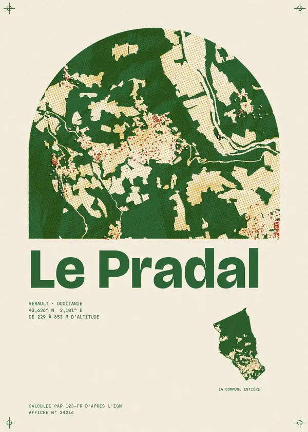 Affiche de Le Pradal, calculée par 123-fr d'après l'IGN