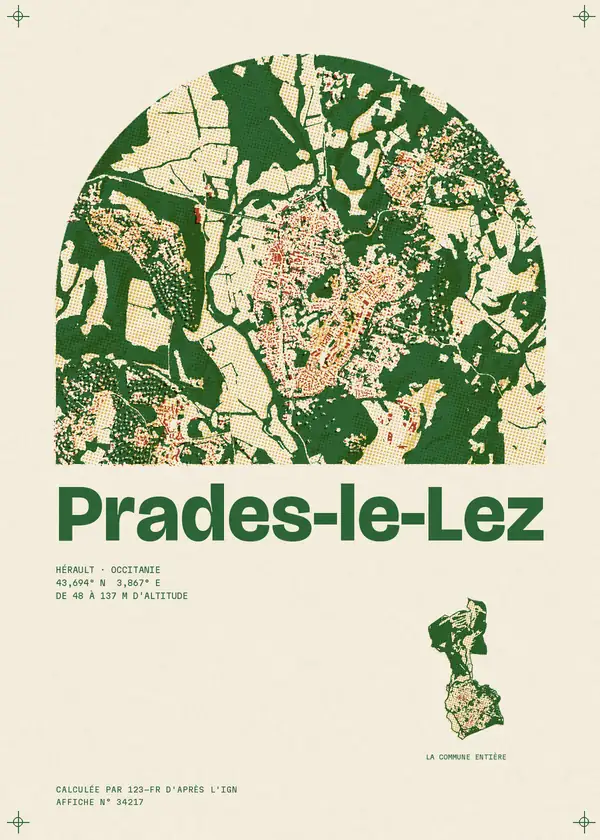 Affiche de Prades-le-Lez, calculée par 123-fr d'après l'IGN