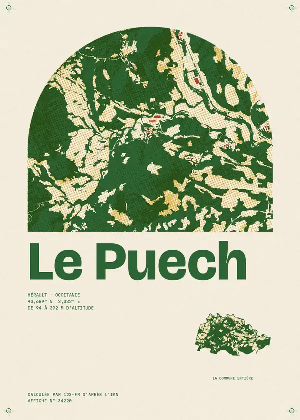 Affiche de Le Puech, calculée par 123-fr d'après l'IGN