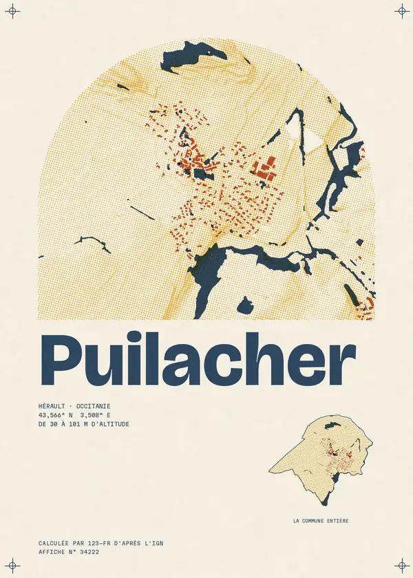Affiche de Puilacher, calculée par 123-fr d'après l'IGN