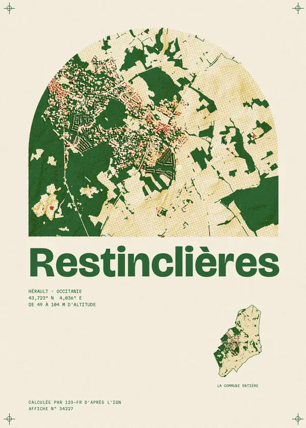 Affiche de Restinclières, calculée par 123-fr d'après l'IGN