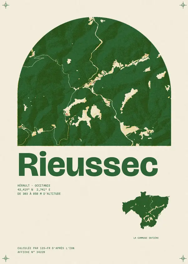 Affiche de Rieussec, calculée par 123-fr d'après l'IGN