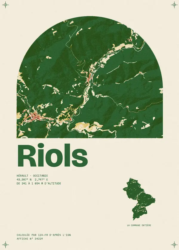 Affiche de Riols, calculée par 123-fr d'après l'IGN
